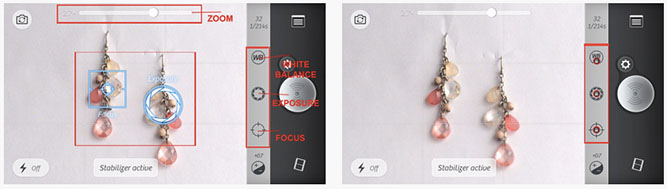 A "white balance", "exposure", "focus" feliratokkal ellátott beállításokon érdemes módosítani.